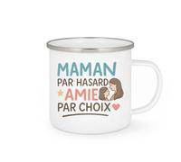 quotedazur - Mug Personnalisé Humour Maman Par Hasard, Amie Choix Cadeau Tendre Et Sincère Idée Originale Tasse Pour Fidèle - Blanc/Émaillé