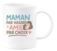 quotedazur - Mug Personnalisé Humour Maman Par Hasard, Amie Choix Cadeau Tendre Et Sincère Idée Originale Tasse Pour Noël Fidèle Future Anniversaire Fête Des Mères Annonce Naissance - Blanc/Céramique