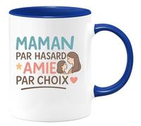 quotedazur - Mug Personnalisé Humour Maman Par Hasard, Amie Choix Cadeau Tendre Et Sincère Idée Originale Tasse Pour Noël Fidèle Future Anniversaire Fête Des Mères Annonce Naissance - Bleu/Céramique