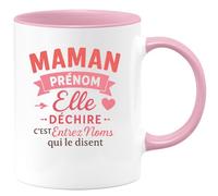 quotedazur - Mug Personnalisé Humour Maman Prénom Déchire Tasses Aux Noms Qui Le Prouvent Idée Cadeau Originale Tasse Pour Noël Exceptionnelle Future Anniversaire Fête Des Mères - Rose/Céramique