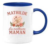quotedazur - Mug Personnalisé Humour Mathilde, La Meilleure Maman Cadeau Original Spécial Pour Femme Idéal Tasse Unique Et Tendre - Bleu/Céramique