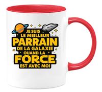 quotedazur - Mug Personnalisé Humour Meilleur Parrain De La Galaxie, Toujours Avec Force À Mes Côtés Cadeau Original Pour Noël Homme Tasse Unique Et - Rouge/Céramique