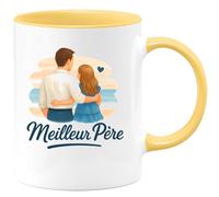 quotedazur - Mug Personnalisé Humour Meilleur Père, Idée Cadeau Parfaite Pour Noël Papa Attentionné Original Tasse Homme Futur Anniversaire Fête Des Pères Annonce Naissance - Jaune/Céramique