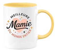 quotedazur - Mug Personnalisé Humour Meilleure Mamie Du Monde, Cadeau Unique Et Spécial Original Tasse Pour Noël Grand-Mère Exceptionnelle - Jaune/Céramique