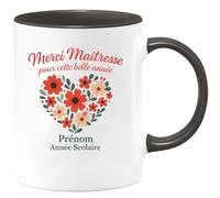 quotedazur - Mug Personnalisé Humour Merci Maîtresse Pour Cette Belle Année Prénom Scolaire Cadeau Noël Original Tasse À Remercier - Noir/Céramique