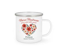 quotedazur - Mug Personnalisé Humour Merci Maîtresse Pour Cette Belle Année Prénom Scolaire Cadeau Noël Original Tasse À Remercier - Blanc/Émaillé