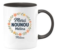 quotedazur - Mug Personnalisé Humour Merci Nounou Mélina, Cadeau Tasse Pour Noël Dire Avec Charme Original Remercier Style - Noir/Céramique
