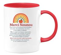 quotedazur - Mug Personnalisé Humour Merci Nounou Pour Ces Merveilleux Moments De Jeux, Rires, Câlins Et Souvenirs Précieux Cadeau Original Tasse Tendres - Rouge/Céramique