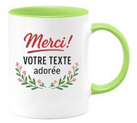 quotedazur - Mug Personnalisé Humour Merci Votre Texte Adorée, Cadeau Original Unique Pour Femme Tasse Chère Et Appréciée - Vert/Céramique