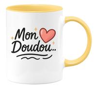 quotedazur - Mug Personnalisé Humour Mon Doudou, Une Tasse Cadeau Original Pour Noël Elle Pleine De Douceur Et Tendresse Idée Les Femmes Tendres Affectueuses - Jaune/Céramique