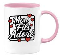 quotedazur - Mug Personnalisé Humour Mon Fils Adoré, Cadeau Original Tendre Pour Noël Bien- Aimé Idée Tasse Chéri Et À Offrir Avec Amour - Rose/Céramique