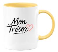 quotedazur - Mug Personnalisé Humour Mon Trésor... Tasse Élégante Cadeau Original Idéal Pour Noël Femme, Parfaite Moments Précieux Délicat Et Unique À Offrir - Jaune/Céramique