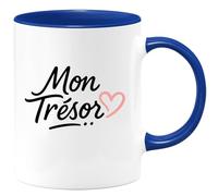 quotedazur - Mug Personnalisé Humour Mon Trésor... Tasse Élégante Cadeau Original Idéal Pour Noël Femme, Parfaite Moments Précieux Délicat Et Unique À Offrir - Bleu/Céramique