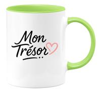 quotedazur - Mug Personnalisé Humour Mon Trésor... Tasse Élégante Cadeau Original Idéal Pour Noël Femme, Parfaite Moments Précieux Délicat Et Unique À Offrir - Vert/Céramique