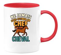 quotedazur - Mug Personnalisé Humour Ne Jamais Sous- Estimer Une Femme Passionnée De Son Cheval Cadeau Original Tasse Pour Passionnées D'Équitation Et Chevaux - Rouge/Céramique