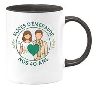 quotedazur - Mug Personnalisé Humour Noces D’Émeraude Nos 40 Ans Cadeau Original Idéal Noël Tasse Anniversaire Union Émeraude - Noir/Céramique