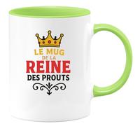quotedazur - Mug Personnalisé Humour Original Reine Des Proute Drôle Pour Femme Cadeau Noël Idée Originale Tasse Femmes Amusantes - Vert/Céramique