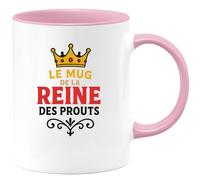 quotedazur - Mug Personnalisé Humour Original Reine Des Proute Drôle Pour Femme Cadeau Noël Idée Originale Tasse Femmes Amusantes - Rose/Céramique