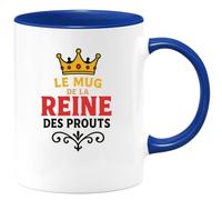quotedazur - Mug Personnalisé Humour Original Reine Des Proute Drôle Pour Femme Cadeau Noël Idée Originale Tasse Femmes Amusantes - Bleu/Céramique