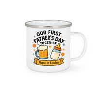 quotedazur - Mug Personnalisé Humour Our First Father'S Day Together Cadeau Original Tasse Papa Et Louise Idéal Pour Noël Spéciale Fête Des Pères - Blanc/Émaillé Futur Anniversaire Annonce Naissance