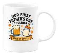 quotedazur - Mug Personnalisé Humour Our First Father'S Day Together Cadeau Original Tasse Papa Et Louise Idéal Pour Noël Spéciale Fête Des Pères Futur Anniversaire Annonce Naissance - Blanc/Céramique