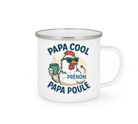 quotedazur - Mug Personnalisé Humour Papa Cool Prénom Poule Cadeau Tasse Unique Et Original Idée Originale Pour Noël Sympa - Blanc/Émaillé Futur Anniversaire Fête Des Pères Annonce Naissance