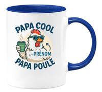 quotedazur - Mug Personnalisé Humour Papa Cool Prénom Poule Cadeau Tasse Unique Et Original Idée Originale Pour Noël Sympa Futur Anniversaire Fête Des Pères Annonce Naissance - Bleu/Céramique