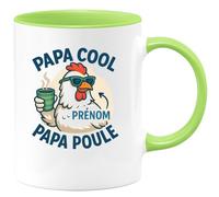 quotedazur - Mug Personnalisé Humour Papa Cool Prénom Poule Cadeau Tasse Unique Et Original Idée Originale Pour Noël Sympa Futur Anniversaire Fête Des Pères Annonce Naissance - Vert/Céramique