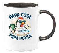 quotedazur - Mug Personnalisé Humour Papa Cool Prénom Poule Cadeau Tasse Unique Et Original Idée Originale Pour Noël Sympa Futur Anniversaire Fête Des Pères Annonce Naissance - Noir/Céramique