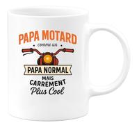 quotedazur - Mug Personnalisé Humour Papa Motard, Un Normal Mais Bien Plus Cool Et Passionné Idée Cadeau Originale Tasse Pour Noël Stylé À Offrir Futur Anniversaire Fête Des Pères - Blanc/Céramique