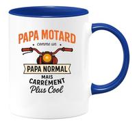 quotedazur - Mug Personnalisé Humour Papa Motard, Un Normal Mais Bien Plus Cool Et Passionné Idée Cadeau Originale Tasse Pour Noël Stylé À Offrir Futur Anniversaire Fête Des Pères - Bleu/Céramique