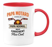 quotedazur - Mug Personnalisé Humour Papa Motard, Un Normal Mais Bien Plus Cool Et Passionné Idée Cadeau Originale Tasse Pour Noël Stylé À Offrir Futur Anniversaire Fête Des Pères - Rouge/Céramique