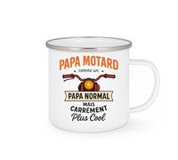 quotedazur - Mug Personnalisé Humour Papa Motard, Un Normal Mais Bien Plus Cool Et Passionné Idée Cadeau Originale Tasse Pour Noël Stylé À Offrir - Blanc/Émaillé Futur Anniversaire Fête Des Pères
