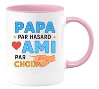 quotedazur - Mug Personnalisé Humour Papa Par Hasard, Ami Choisi Un Lien Unique Et Spécial Idée Cadeau Originale Tasse Parfaite Pour Noël Futur Anniversaire Fête Des Pères - Rose/Céramique