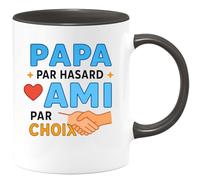 quotedazur - Mug Personnalisé Humour Papa Par Hasard, Ami Choisi Un Lien Unique Et Spécial Idée Cadeau Originale Tasse Parfaite Pour Noël Futur Anniversaire Fête Des Pères - Noir/Céramique