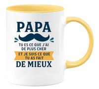 quotedazur - Mug Personnalisé Humour Papa, Tu Es Mon Trésor Le Plus Précieux Et Beau Cadeau Original Parfait Pour Noël Tasse Souvenir Unique - Jaune/Céramique