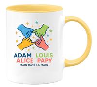 quotedazur - Mug Personnalisé Humour Papy Adam Louis Alice Tasse Cadeau Pour Grand- Père Original Prénom Unique - Jaune/Céramique