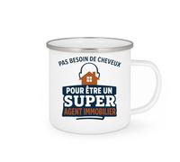 quotedazur - Mug Personnalisé Humour Pas Besoin De Cheveux Pour Être Un Super Agent Immobilier Idée Cadeau Noël Originale Tasse Humoristique - Blanc/Émaillé