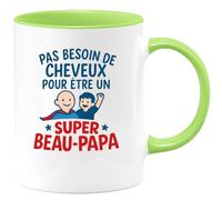 quotedazur - Mug Personnalisé Humour Pas Besoin De Cheveux Pour Être Un Super Beau- Papa Exceptionnel Cadeau Original Idéal Tasse Parfaite Attention Spéciale - Vert/Céramique
