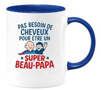 quotedazur - Mug Personnalisé Humour Pas Besoin De Cheveux Pour Être Un Super Beau- Papa Exceptionnel Cadeau Original Idéal Tasse Parfaite Attention Spéciale - Bleu/Céramique