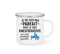 quotedazur - Mug Personnalisé Humour Pas Parfait Mais Kinésithérapeute, Un Cadeau Tasse Qui Fait Sourire Original Et Profession - Blanc/Émaillé