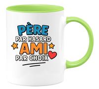 quotedazur - Mug Personnalisé Humour Père Par Hasard, Ami Choix Tasse Cadeau Pour Noël Papa Idée Originale Fidèle Futur Anniversaire Fête Des Pères Annonce Naissance - Vert/Céramique