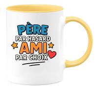 quotedazur - Mug Personnalisé Humour Père Par Hasard, Ami Choix Tasse Cadeau Pour Noël Papa Idée Originale Fidèle Futur Anniversaire Fête Des Pères Annonce Naissance - Jaune/Céramique