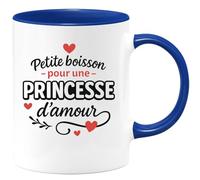 quotedazur - Mug Personnalisé Humour Petite Boisson Pour Une Princesse D'Amour, Doux Et Charmant Idéal Cadeau Original Tasse Charmante Femme Amour Tendresse - Bleu/Céramique