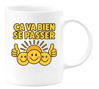 quotedazur - Mug Personnalisé Humour Positive Et Rassurante Ça Va Bien Se Passer Cadeau Original Tasse Inspirante Pour Noël Offrir Motiver Au Quotidien - Blanc/Céramique