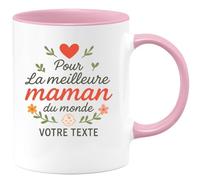 quotedazur - Mug Personnalisé Humour Pour La Meilleure Maman Du Monde Texte Cadeau Original Idéal Noël Avec Tasse Unique Future Anniversaire Fête Des Mères Annonce Naissance - Rose/Céramique