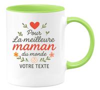 quotedazur - Mug Personnalisé Humour Pour La Meilleure Maman Du Monde Texte Cadeau Original Idéal Noël Avec Tasse Unique Future Anniversaire Fête Des Mères Annonce Naissance - Vert/Céramique