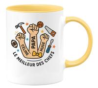 quotedazur - Mug Personnalisé Humour Pour Papa Avec Noms Céline Et Hugo Idée Cadeau Noël Originale Tasse Unique Futur Anniversaire Fête Des Pères Annonce Naissance - Jaune/Céramique