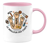 quotedazur - Mug Personnalisé Humour Pour Papa Avec Noms Céline Et Hugo Idée Cadeau Noël Originale Tasse Unique Futur Anniversaire Fête Des Pères Annonce Naissance - Rose/Céramique