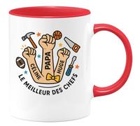 quotedazur - Mug Personnalisé Humour Pour Papa Avec Noms Céline Et Hugo Idée Cadeau Noël Originale Tasse Unique Futur Anniversaire Fête Des Pères Annonce Naissance - Rouge/Céramique